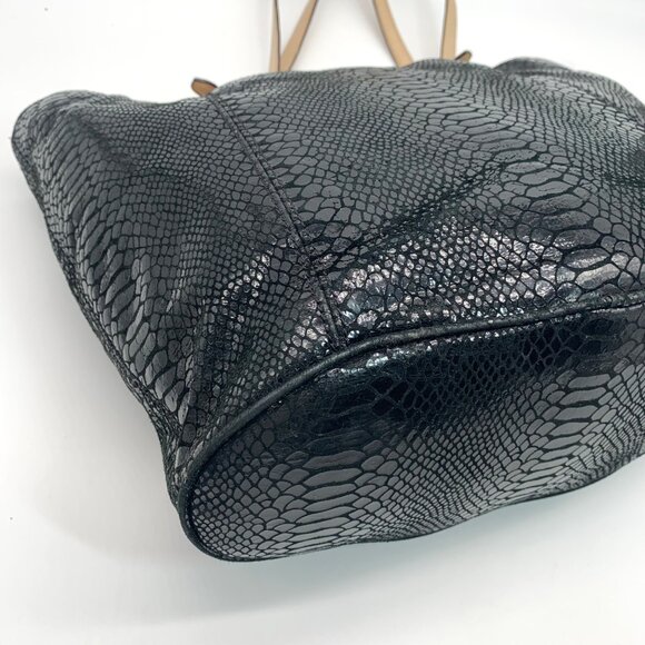Michael Kors Jet Set Black Embossed Python Tote - Picture 9 of 13
